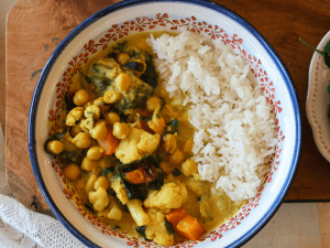 Caril de Grão Abóbora e Espinafres